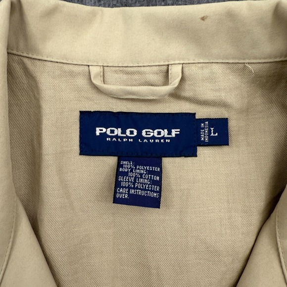 Polo Golf‎ Ralph Lauren Jacket Mens Large Beige Sea Island Lined Bomber Full Zip - Picture 6 of 10